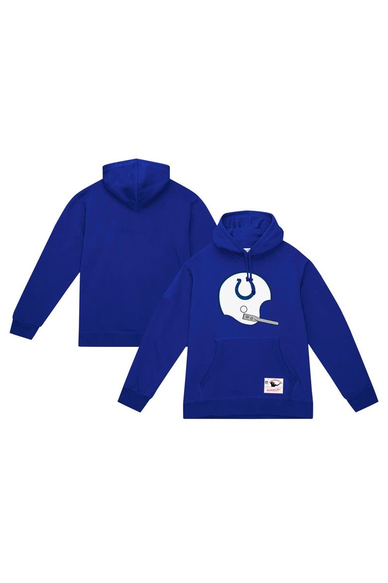 Men's Mitchell & Ness Royal Indianapolis Colts Helmet Logo Vintage Pullover Hoodie, Alternate, color, Royal