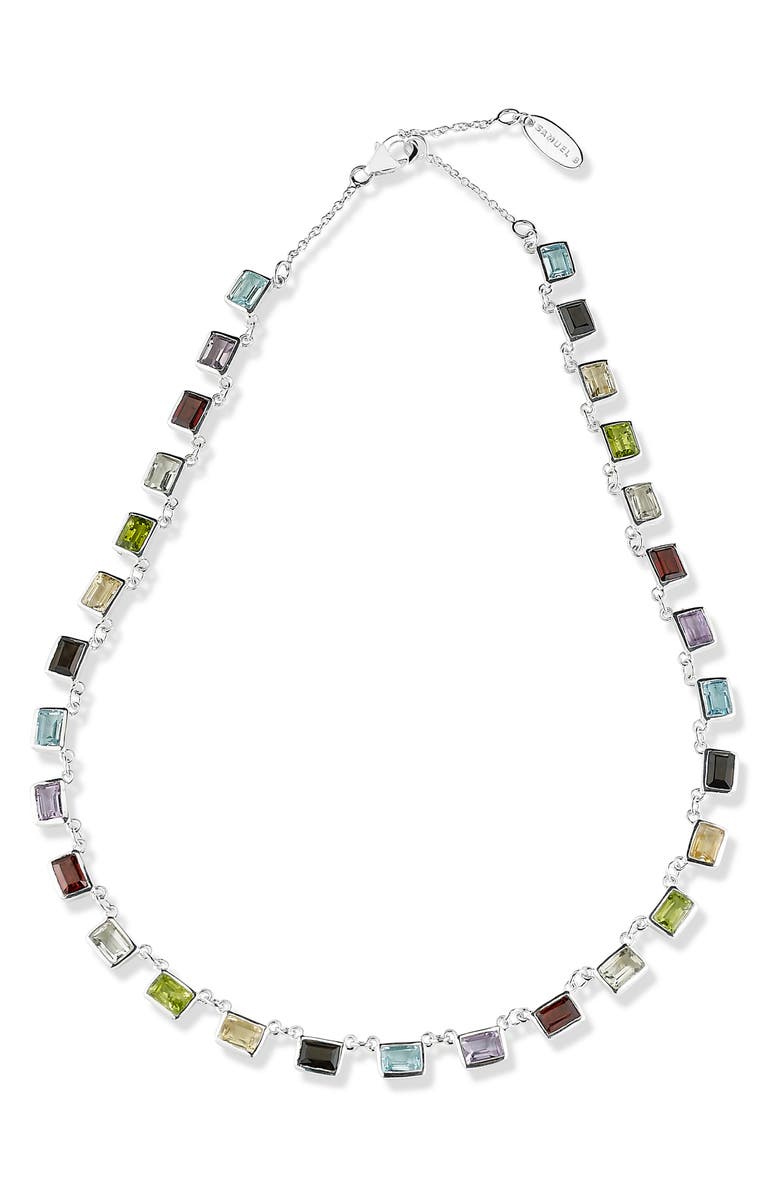 SAMUEL B. Semiprecious Stone Chain Necklace, Main, color, Silver / Jewel Multi
