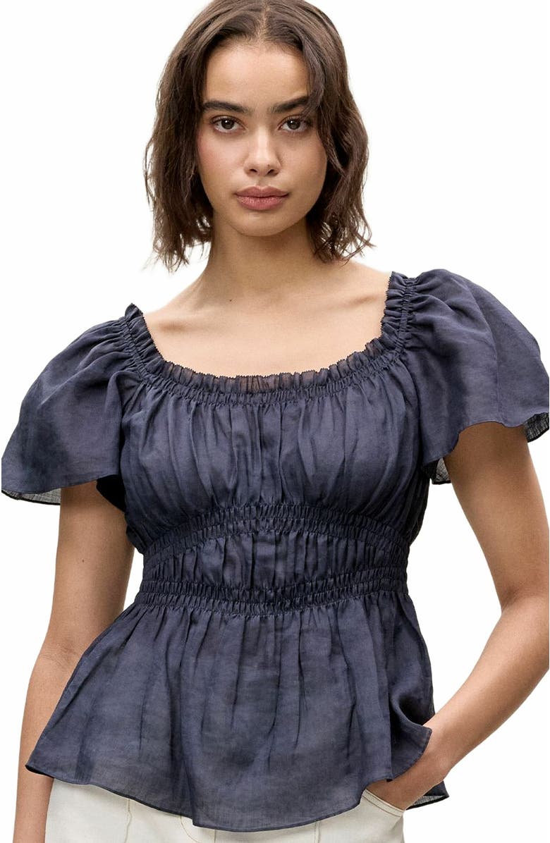 Rebecca Taylor Anya Ramie Top, Alternate, color, Navy