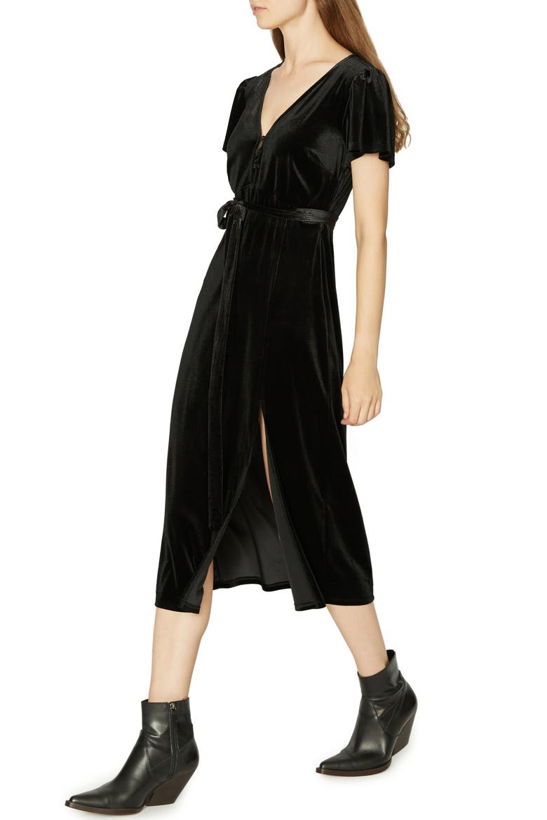 Airy Night Midi Dress, Alternate, color, BLACK