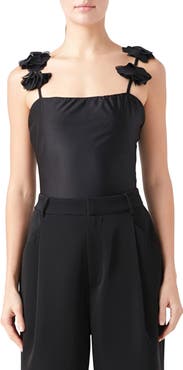 Endless Rose Rosette Shoulder Fitted Top