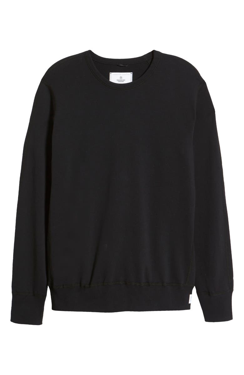 Reigning Champ Lightweight Terry Crewneck Sweatshirt, Alternate, color, Black