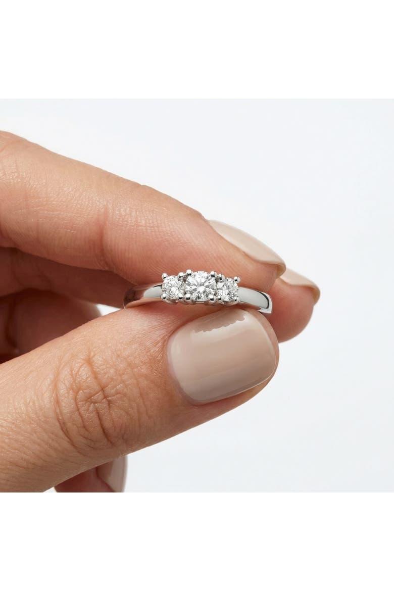 1/4 Ct Three Stone Lab Grown Diamond Engagement Ring 10k Gold, Alternate, color, 10k White Gold