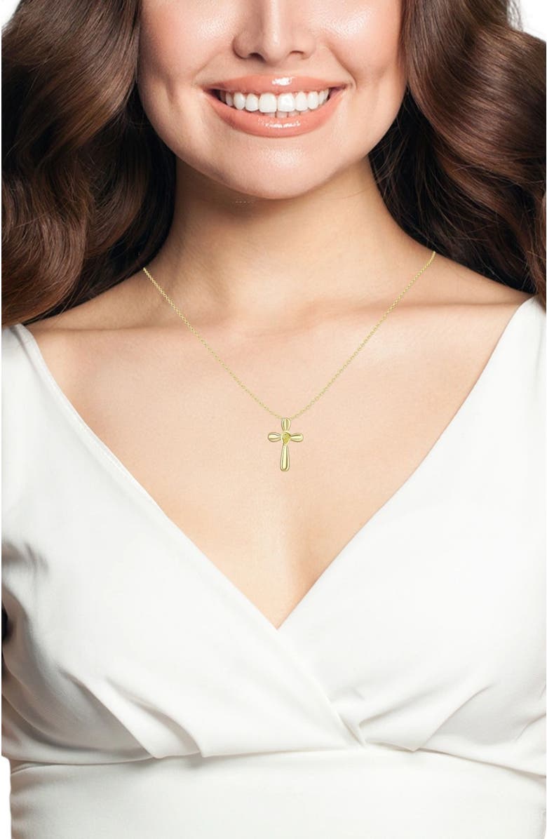 Bliss Diamond 1/4 ct Diamond Pear Shape Cross Pendant Lab Grown Gold Necklace 1", Alternate, color, 