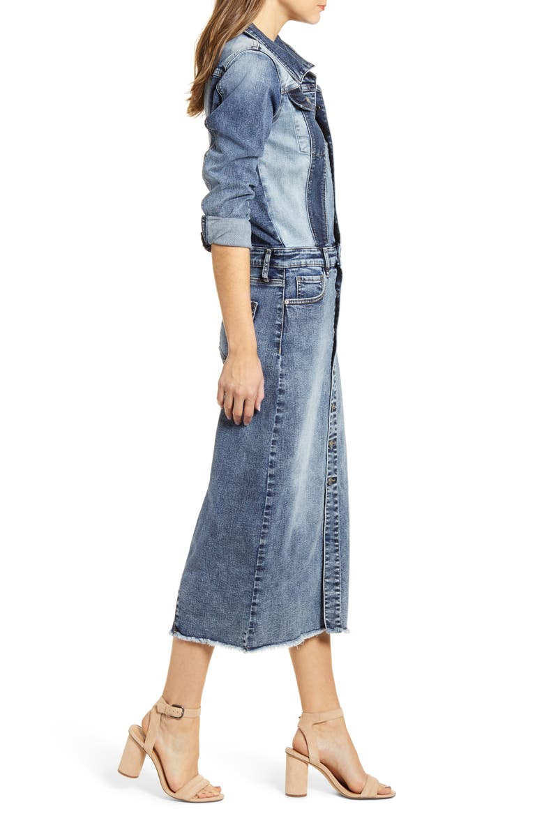 Long Sleeve Denim Midi Dress, Alternate, color, BLUE
