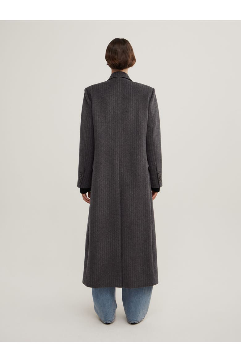 Double Breasted Pinstripe Coat, Alternate, color, Charcoal Pinstripe