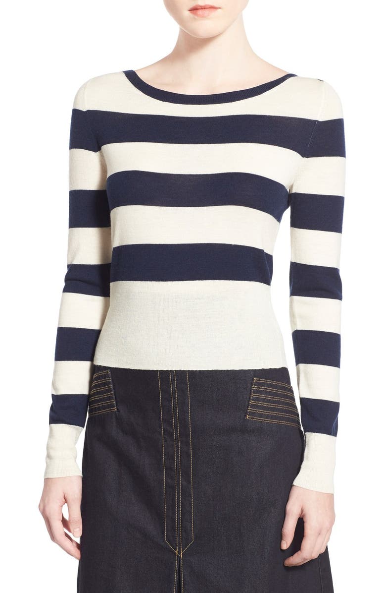 Chelsea28 Olivia Palermo + Chelsea28 Stripe Wool & Cashmere Pullover, Main, color, 