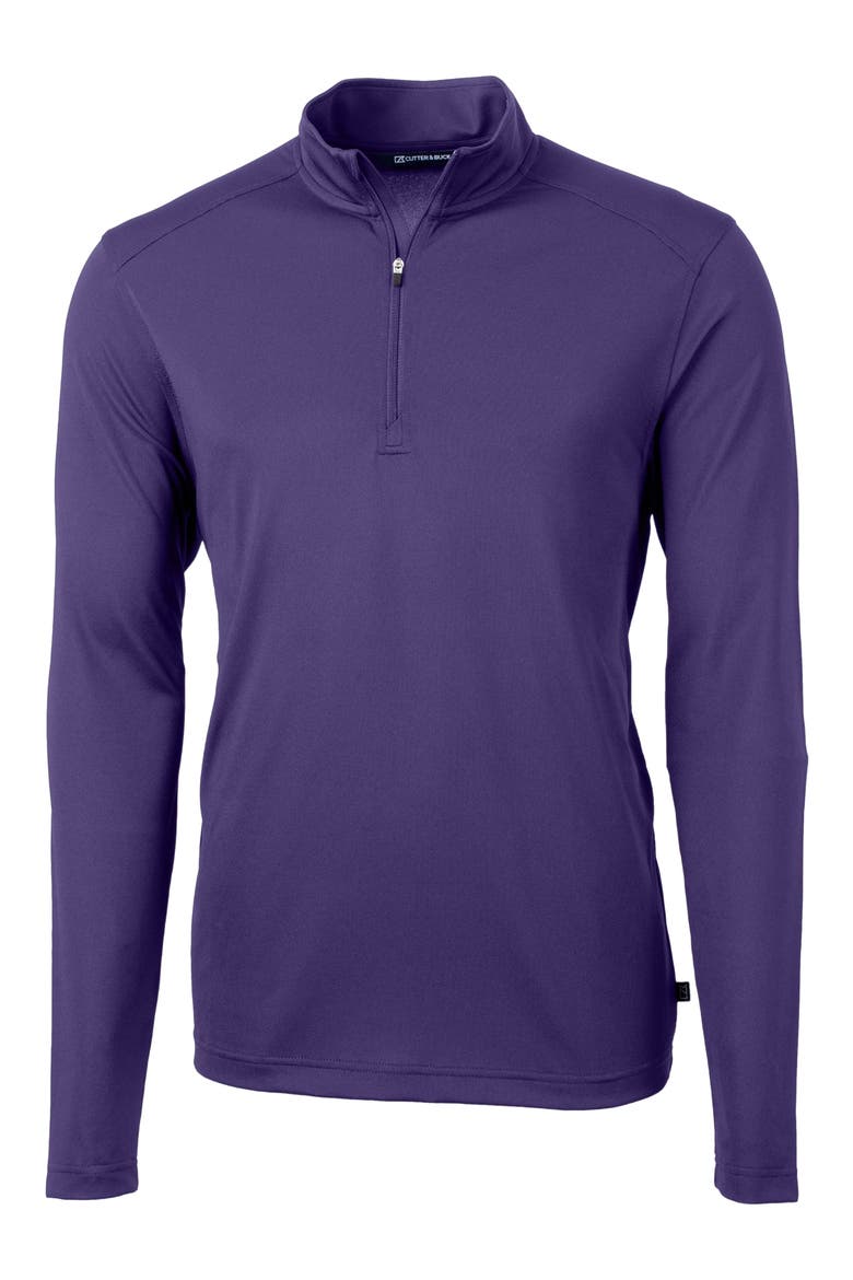 Virtue Piqué Recycled Blend Quarter Zip Pullover, Main, color, COLLEGE PURPLE
