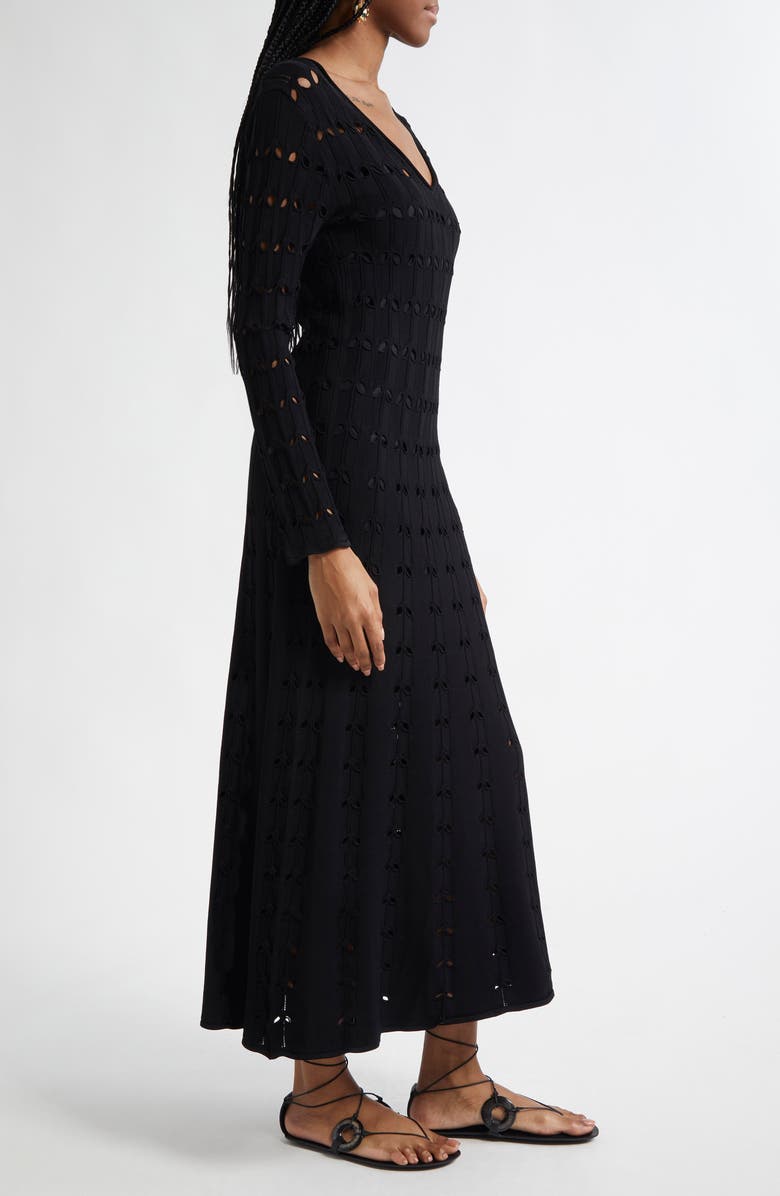 Zimmermann Rhiannon Pointelle Maxi Sweater Dress, Alternate, color, Black