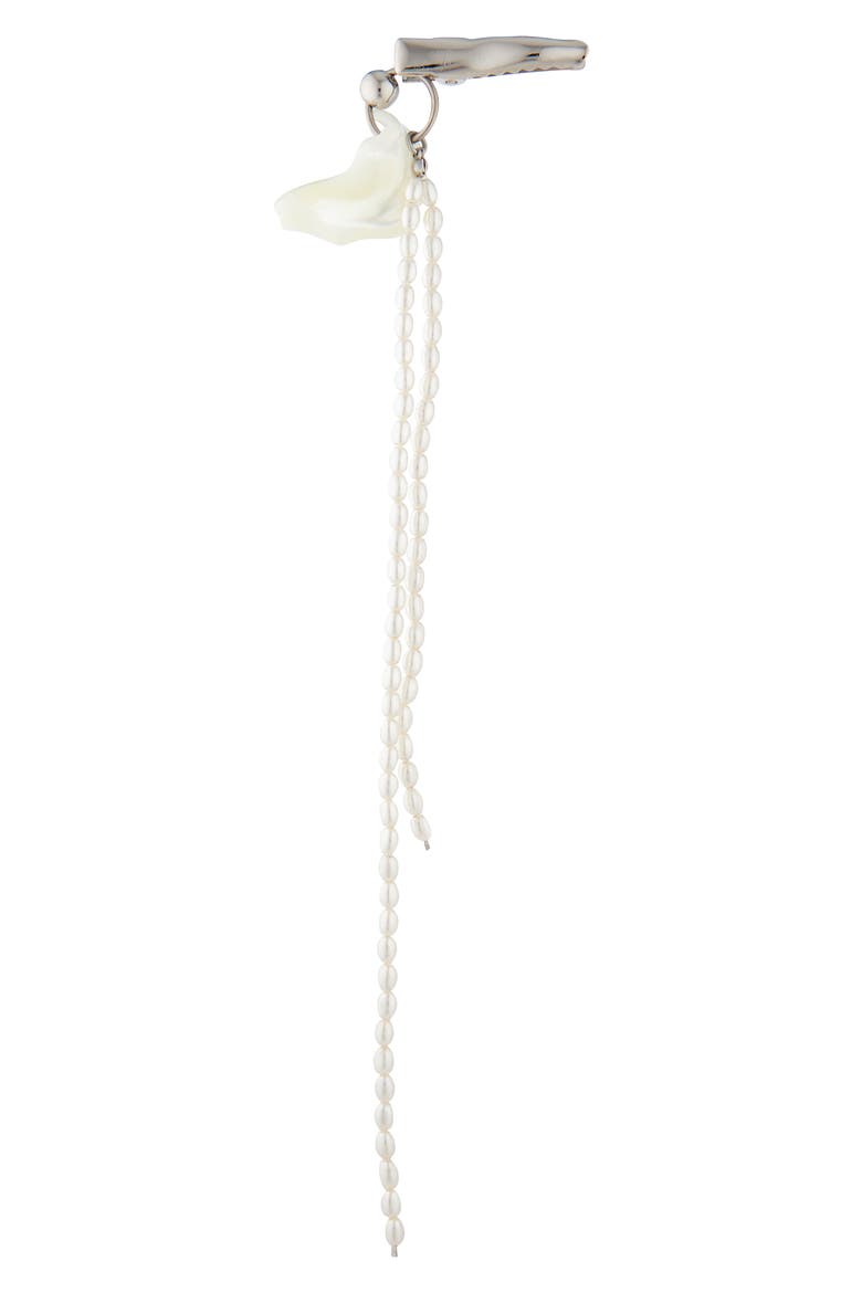 Alba Seashell & Faux Pearl Hair Clip, Main, color, PALLADIUM