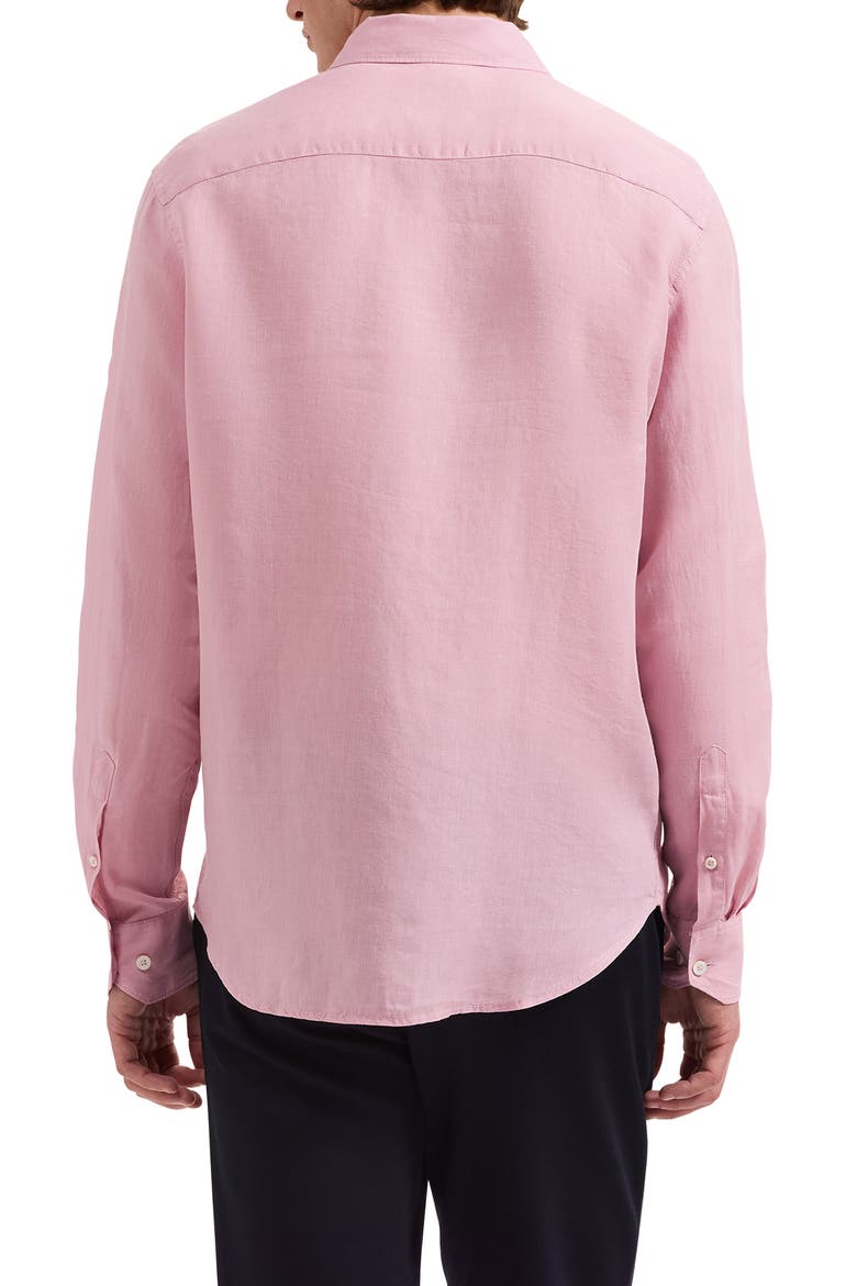 Axel Shaped Fit Linen Button-Up Shirt, Alternate, color, PINK