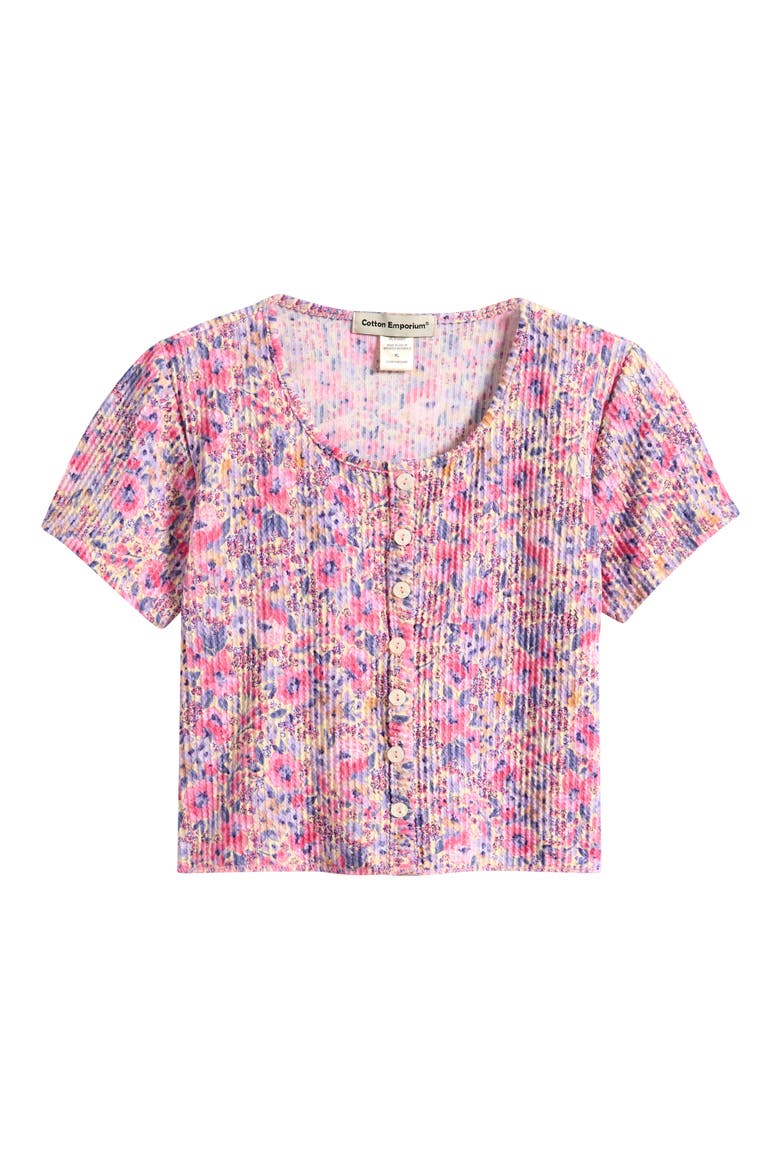 Kids' Floral Button-Up Shirt, Main, color, PINK