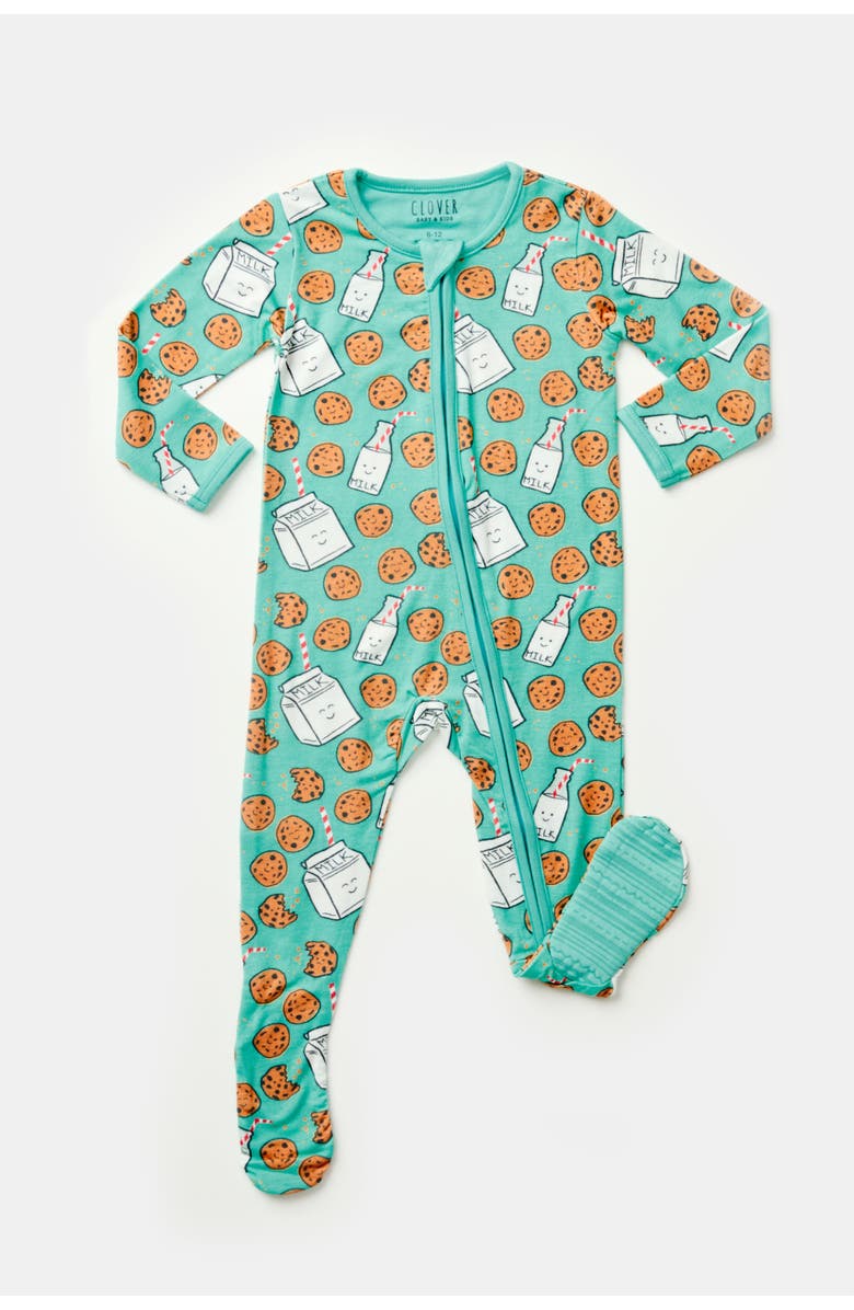 Clover Baby & Kids Soft & Stretchy Zipper Footie - Milk and Cookies, Main, color, Milk And Cookies