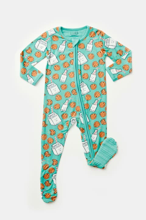 Soft & Stretchy Zipper Footie - Milk and Cookies