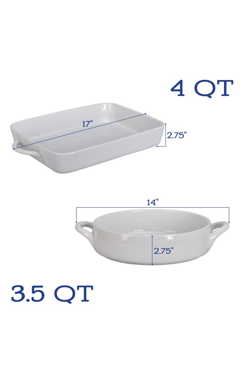 BIA Cordon Bleu Taos 2-Piece Baking Dishes, Alternate, color, White