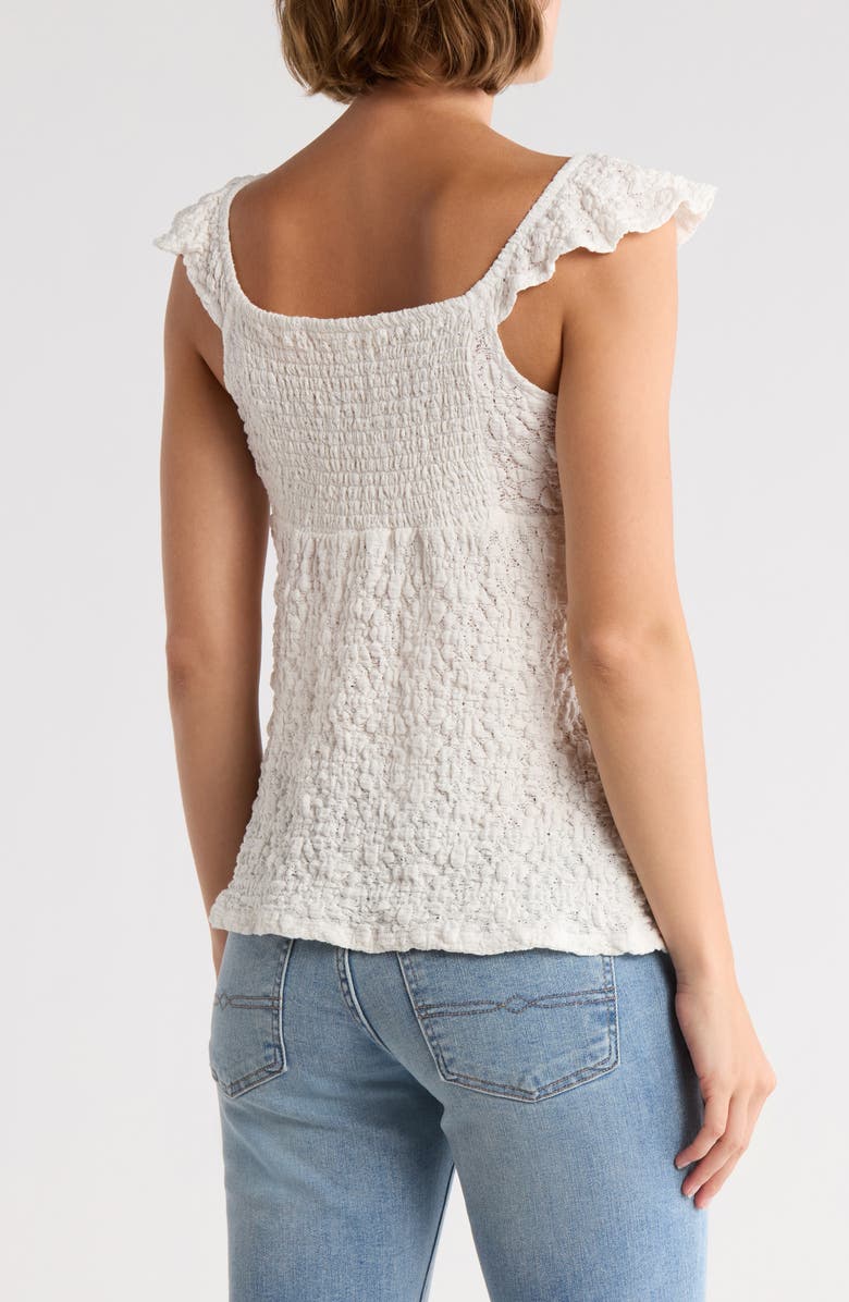 Lucky Brand Textured Babydoll Top, Alternate, color, Bright White