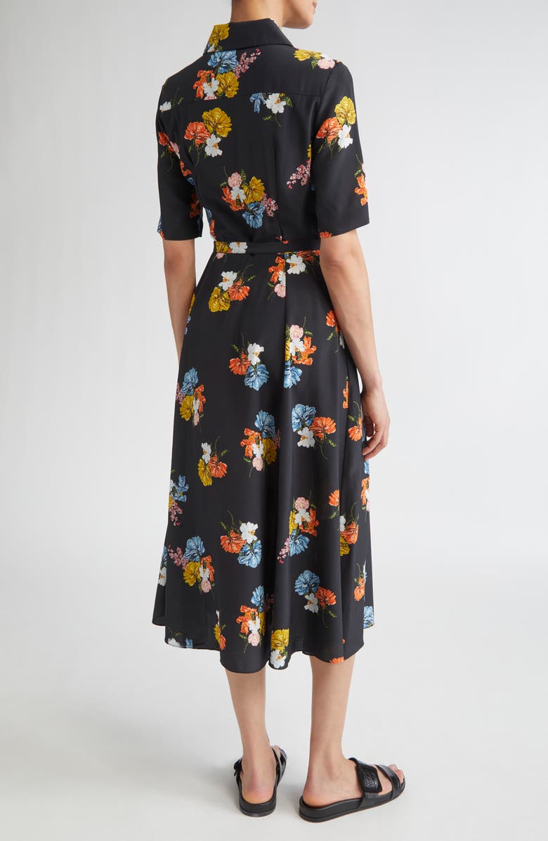 Emilia Wickstead Rubie Belted Cotton Poplin Shirtdress, Alternate, color, Retro Bouquet On Black