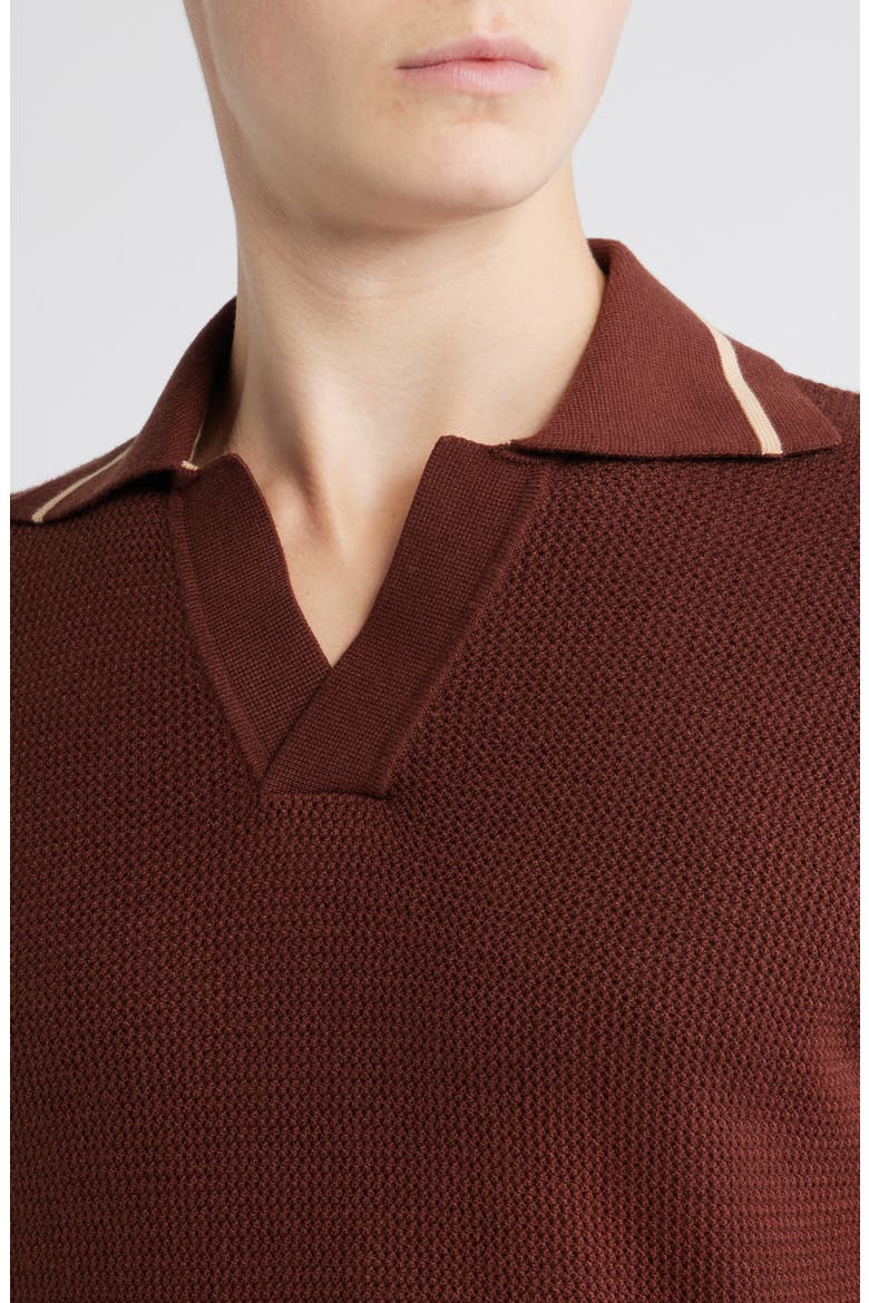 Textured Knit Polo, Alternate, color, BROWN