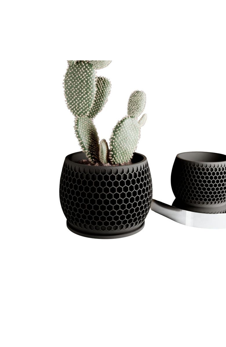 Modernized Pottery Honeycomb Planter, Main, color, Black - 6"
