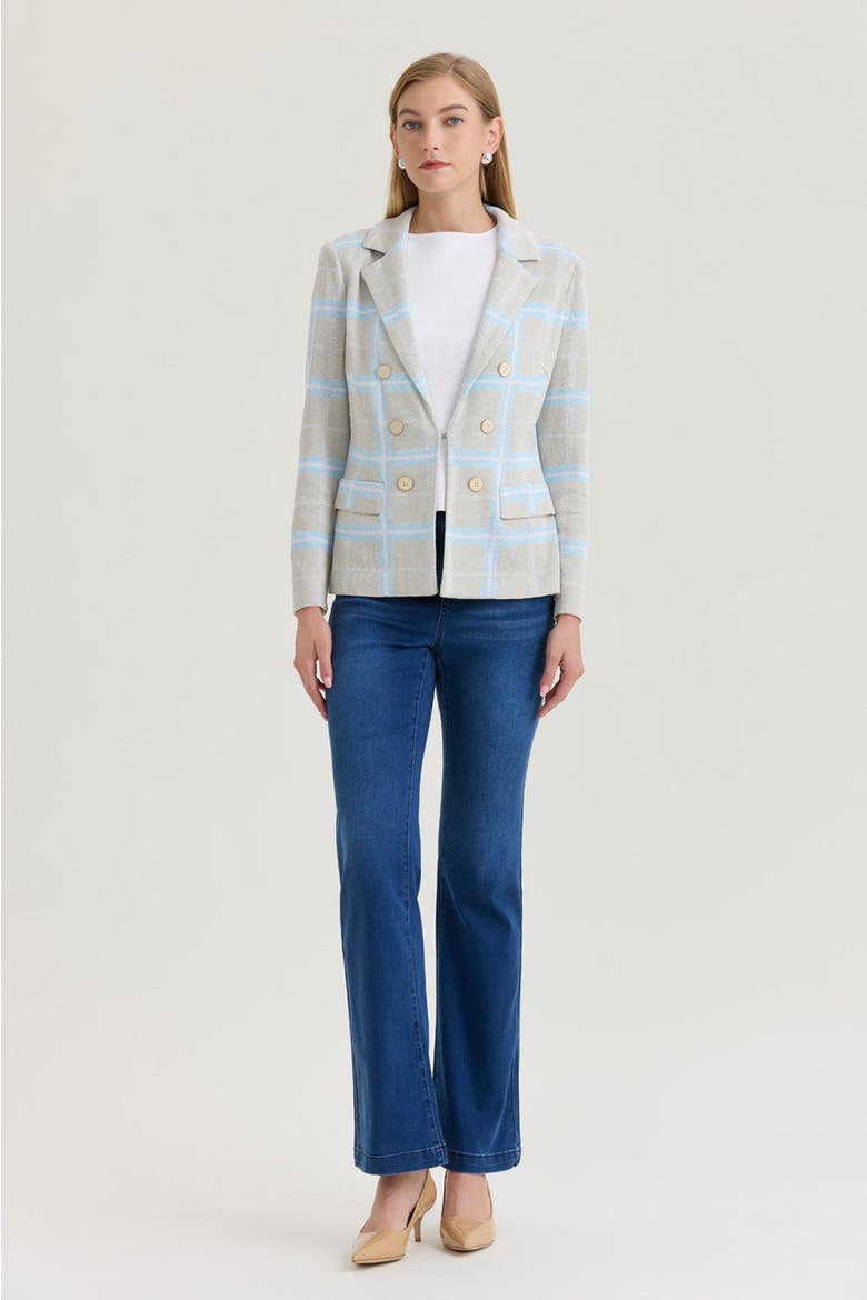 Heritage Plaid Knit Blazer, Main, color, Limestone/Serene/White