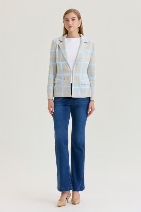 Ming Wang Heritage Plaid Knit Blazer