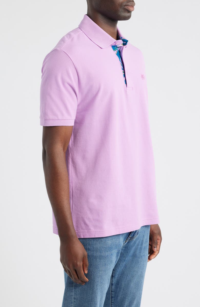 Etro Roma Solid Cotton Piqué Polo, Alternate, color, Viola