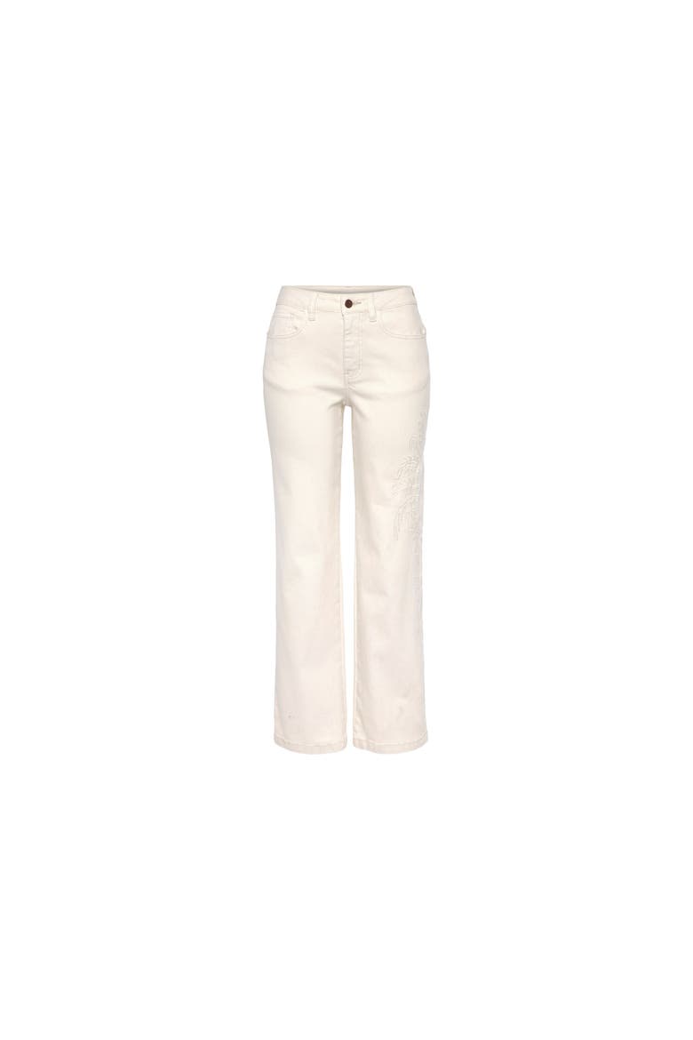 Embroidered Straight Leg Jeans, Alternate, color, White