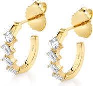 Michael M Mini Montage Emerald Cut Diamond Hoops