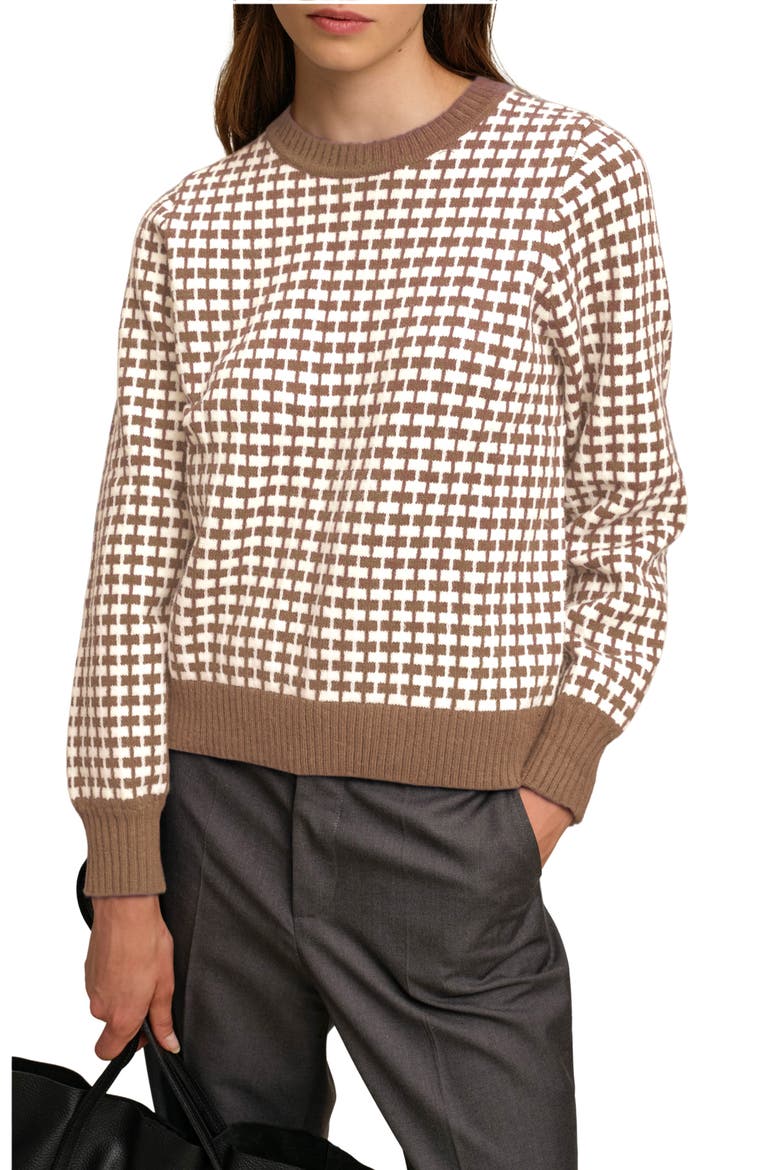 Cody Geo Jacquard Crewneck Sweater, Main, color, BEIGE MELANGE