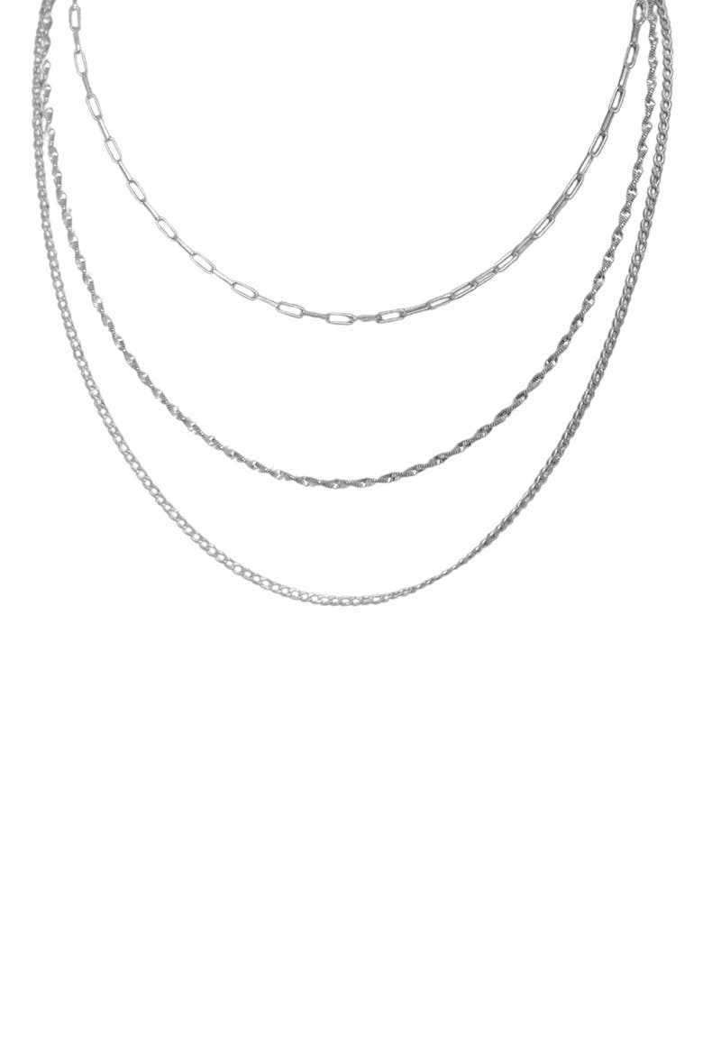 Sterling Silver Triple Chain Necklace, Main, color, SILVER