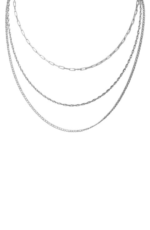 Sterling Silver Triple Chain Necklace