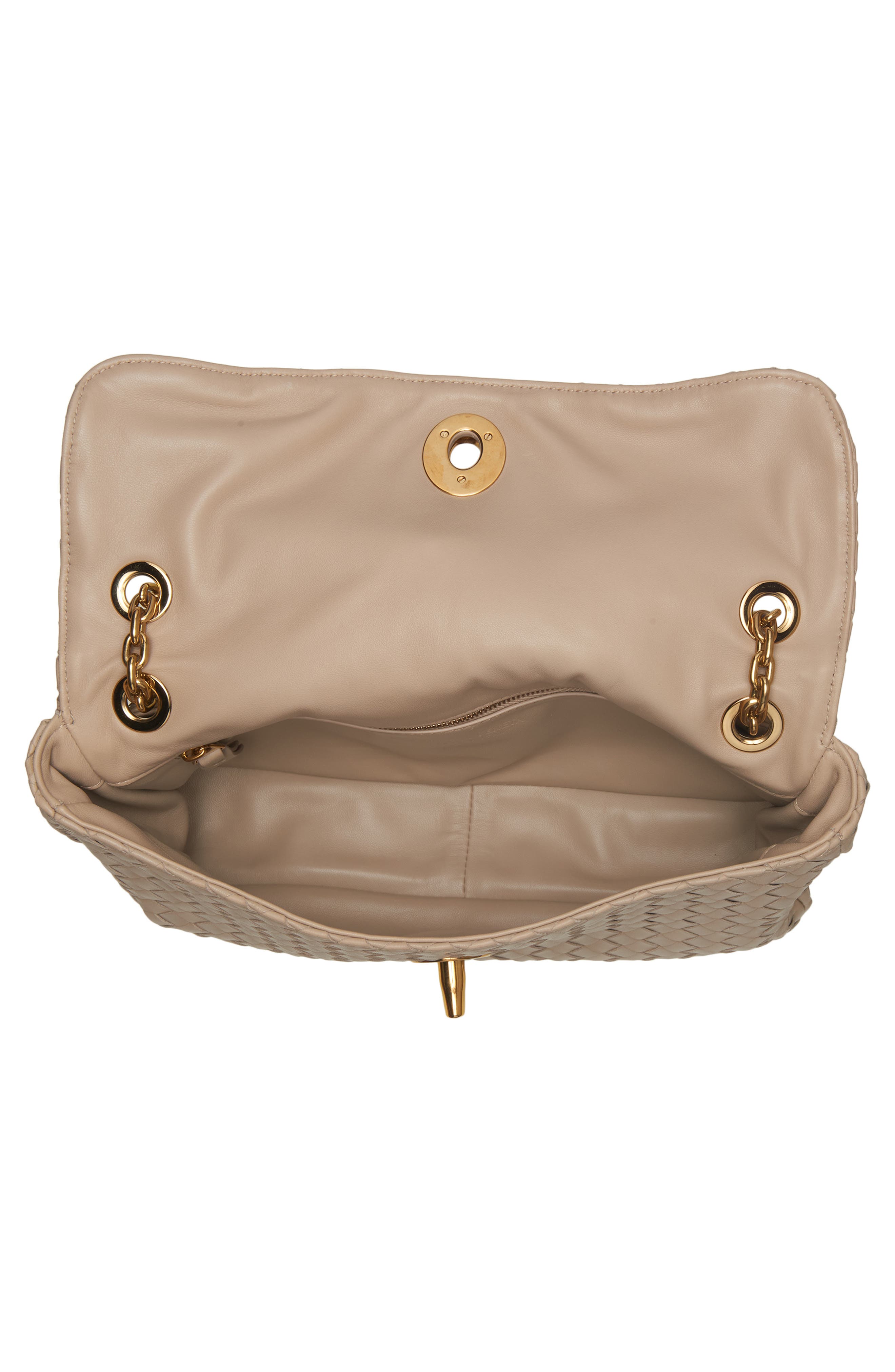 Madison Intrecciato Shoulder Bag, Alternate, color, 9614 ECRU-MUSE BRASS