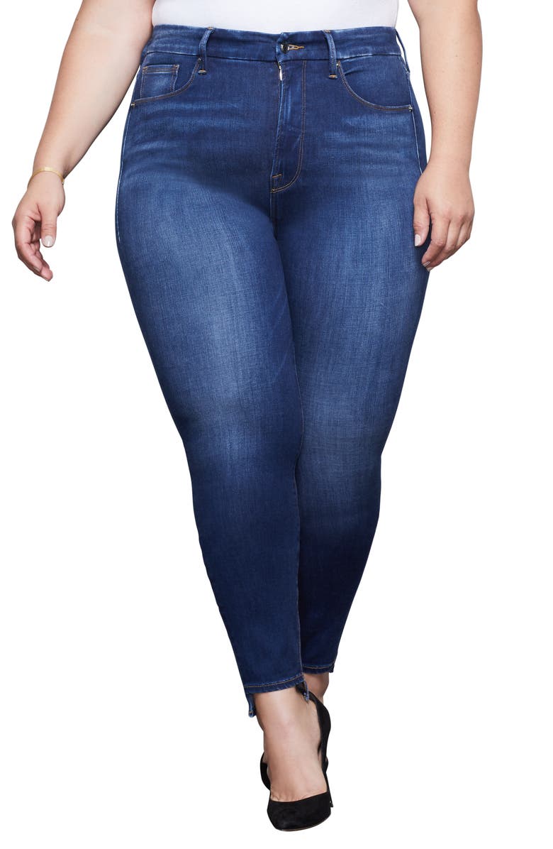 Good American Good Waist High Waist Step Hem Skinny Jeans, Alternate, color, 