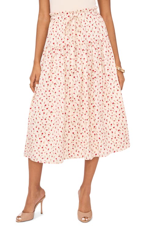 Rose Print Midi Skirt