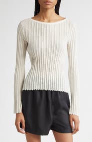 LOULOU DE SAISON Mabille Rib Long Sleeve Top