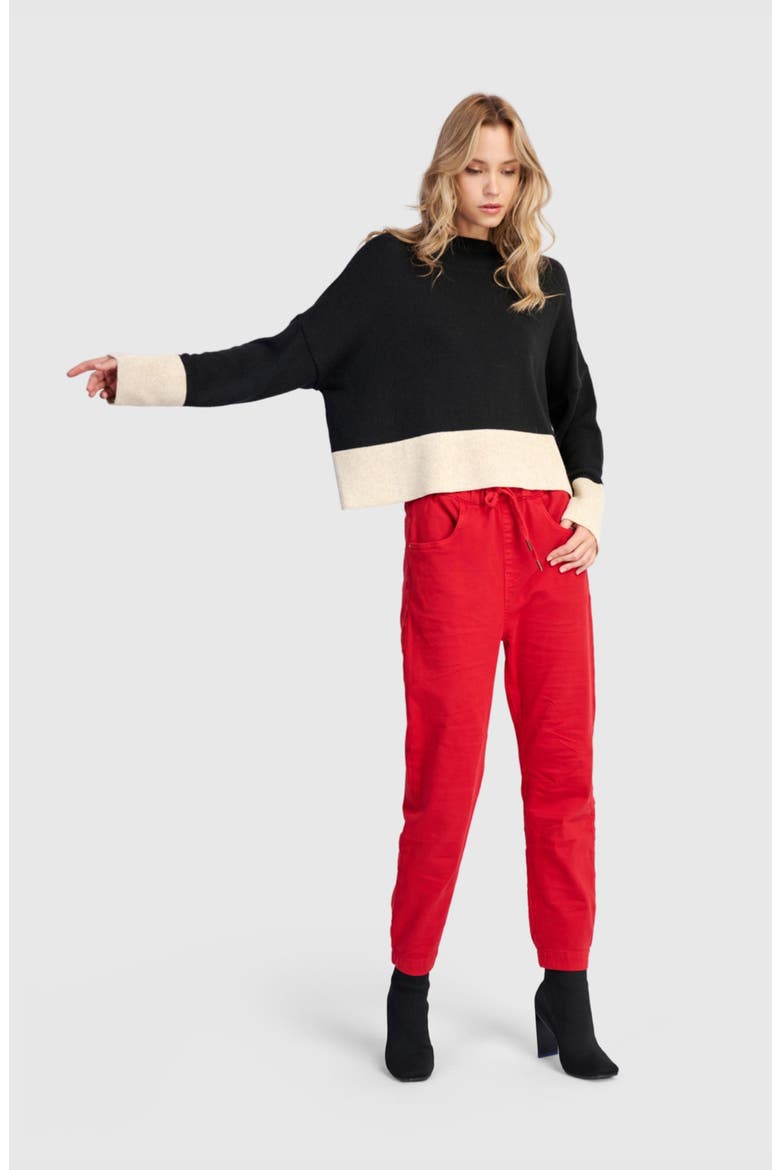 Vista Block Sweater, Alternate, color, Black/cream