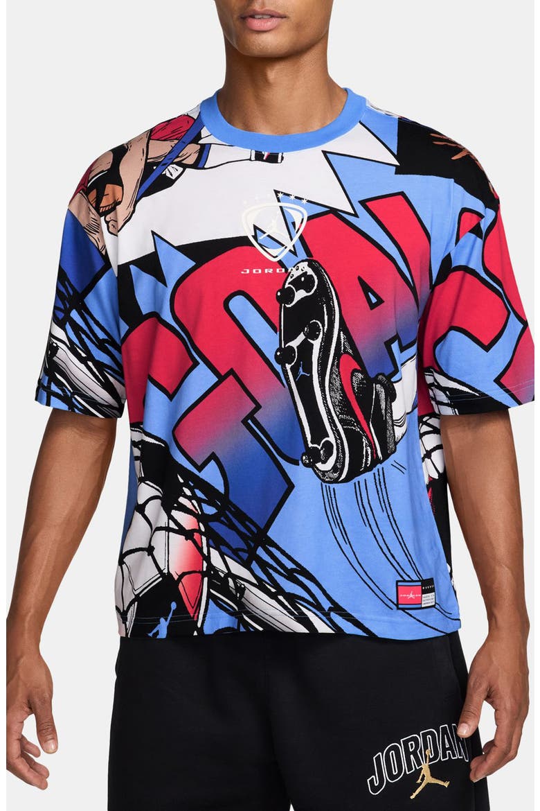 Brooklyn Oversize Soccer Print Cotton T-Shirt, Main, color, WHITE