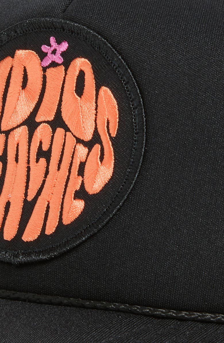 Local Beach Adios Beaches Patch Trucker Hat, Alternate, color, Black