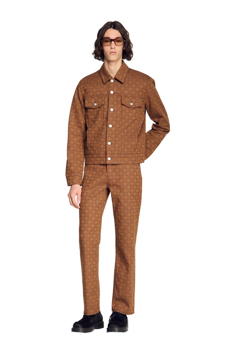 Square Cross denim jacket, Alternate, color, Tobacco brown