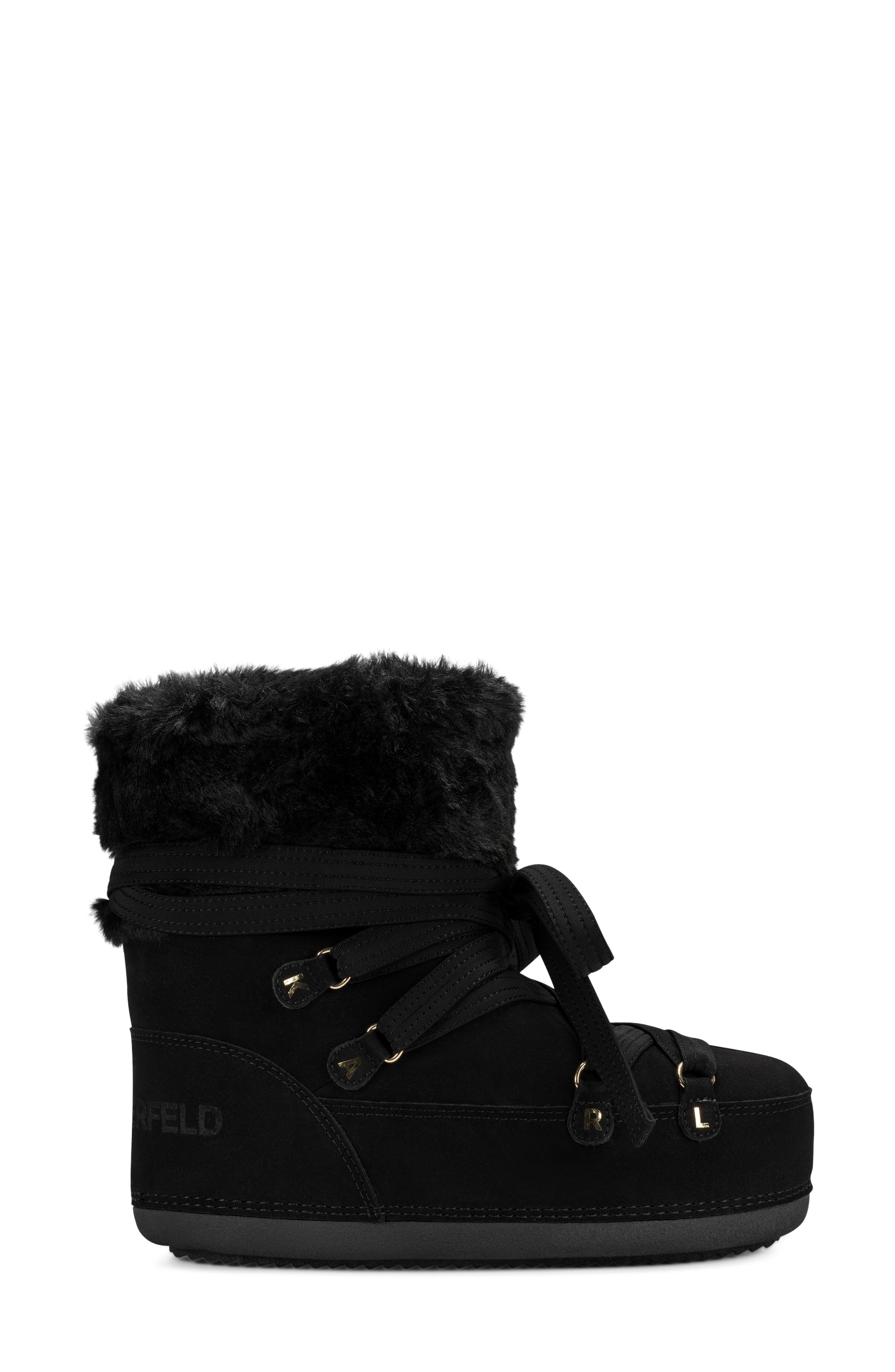 Prynn Faux Fur Bootie, Alternate, color, BLACK