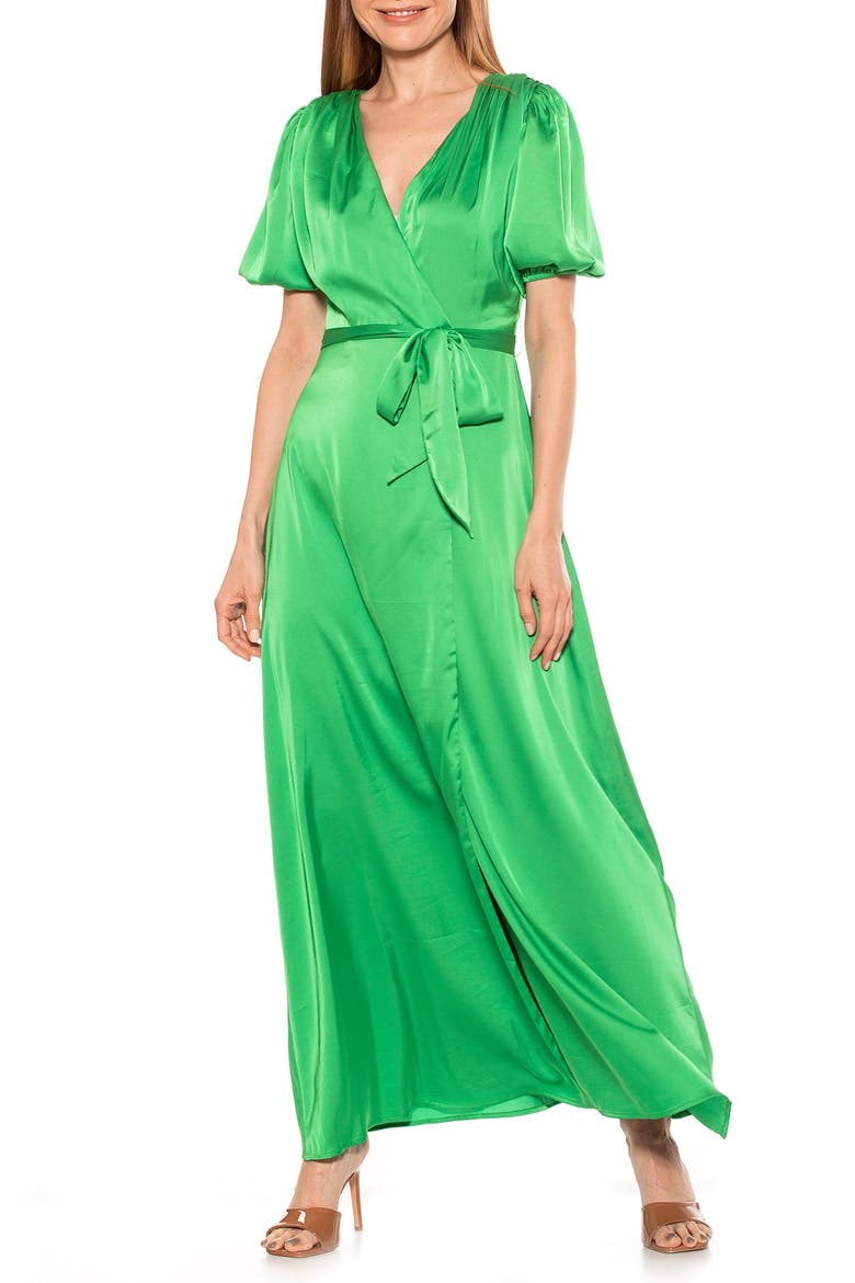 Mikayla Wrap Maxi Dress, Main, color, GREEN