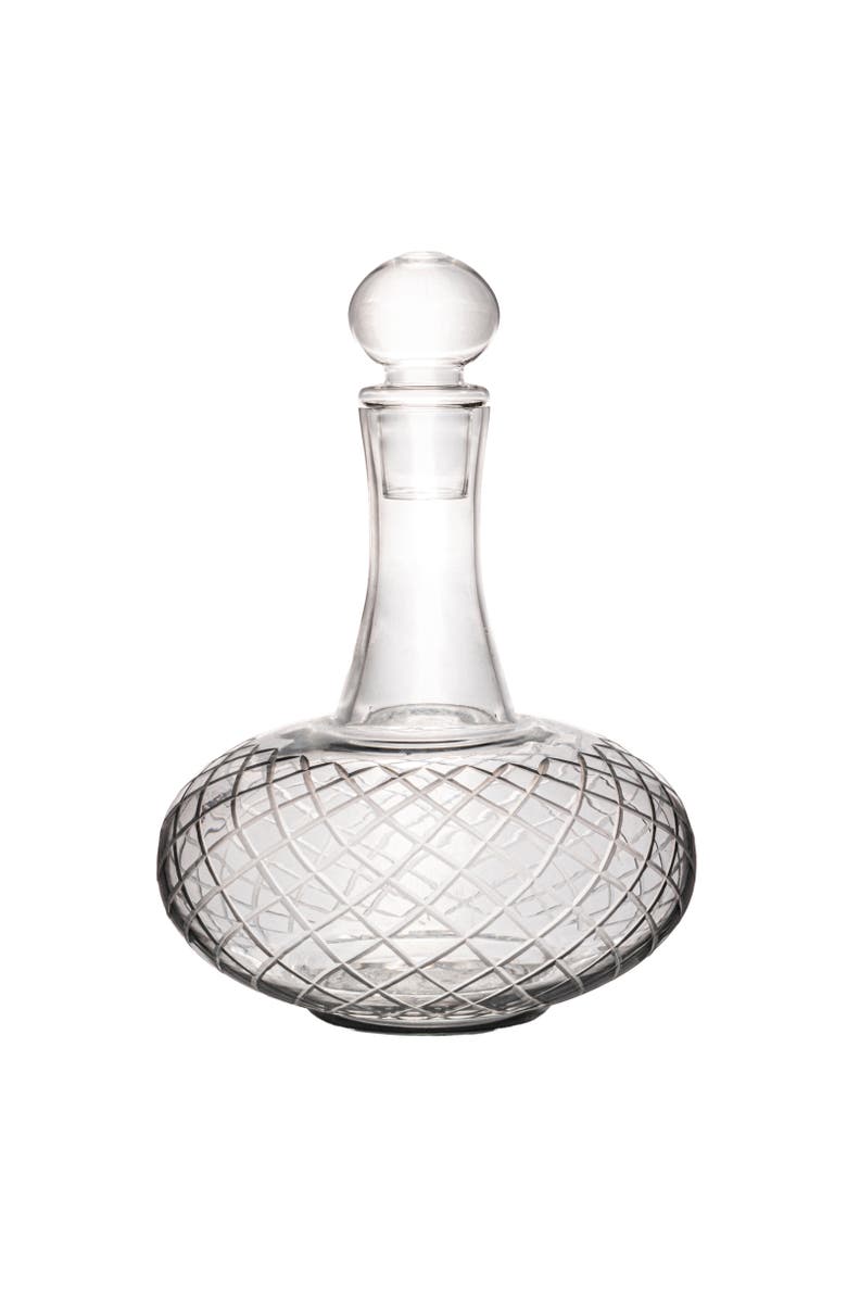 Storied Home 3.5-Quart Etched Glass Decanter with Diamond Pattern and Glass Stopper, Clear, Main, color, Clear
