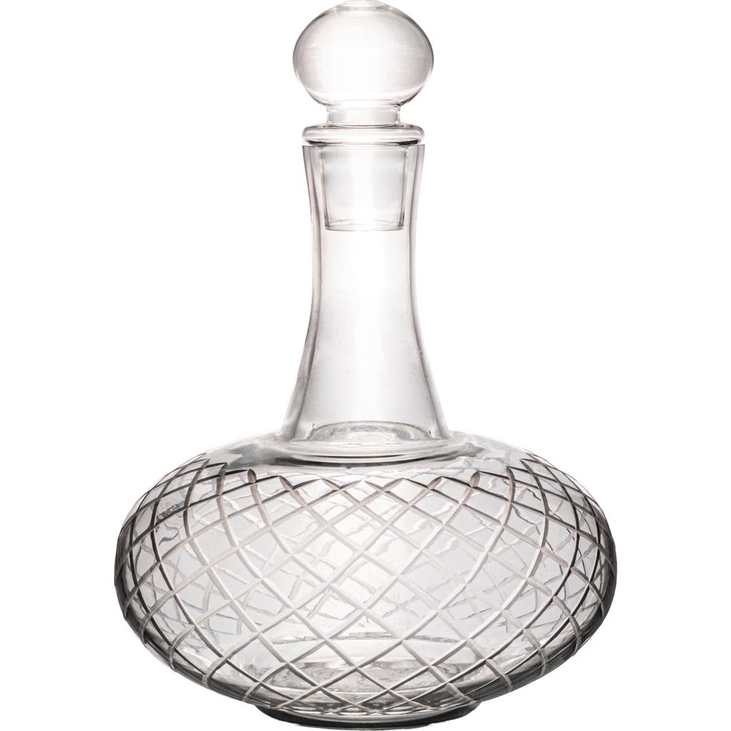 Storied Home 3.5-quart Etched Glass Decanter With Diamond Pattern And Glass Stopper, Clear In Transparent