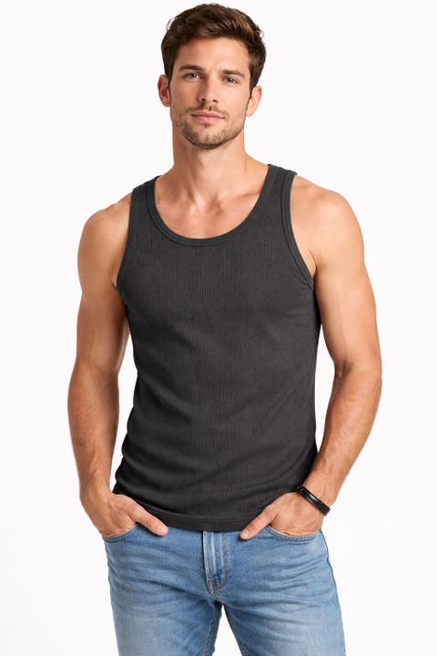 Mens 5 Pack Ribbed Tank Tops Classic Fit