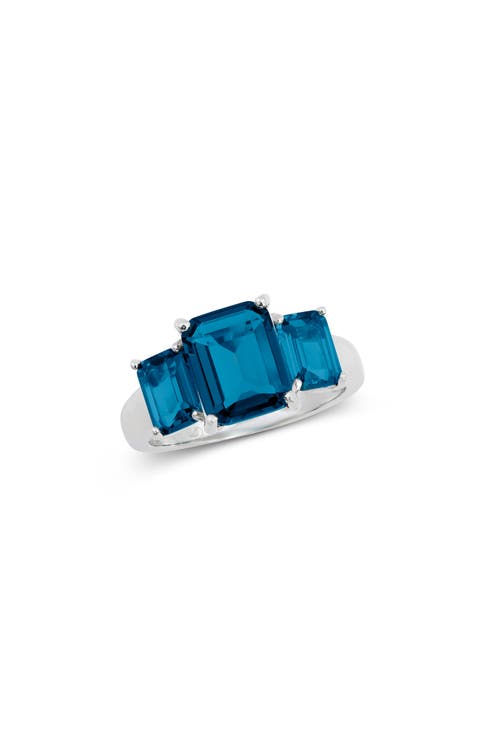 Emerald Cut Cubic Zirconia 3-Stone Ring