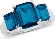 SAVVY CIE JEWELS Emerald Cut Cubic Zirconia 3-Stone Ring