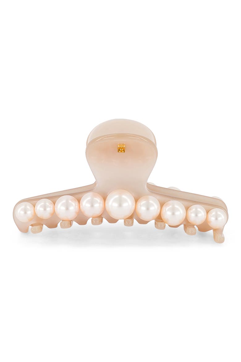 Goncourt aceate and pearls hair clip, Alternate, color, BEIGE