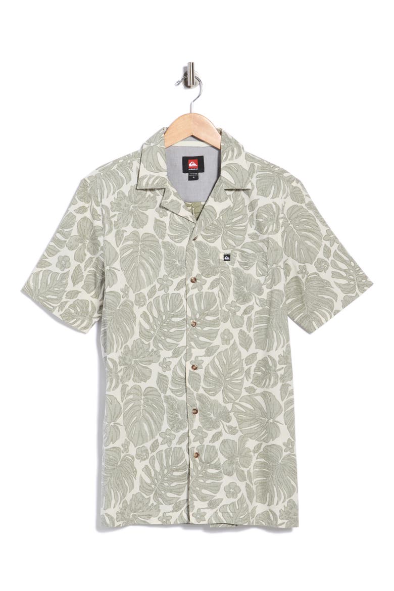 Foray Leaf Camp Shirt, Main, color, BONE WHITE