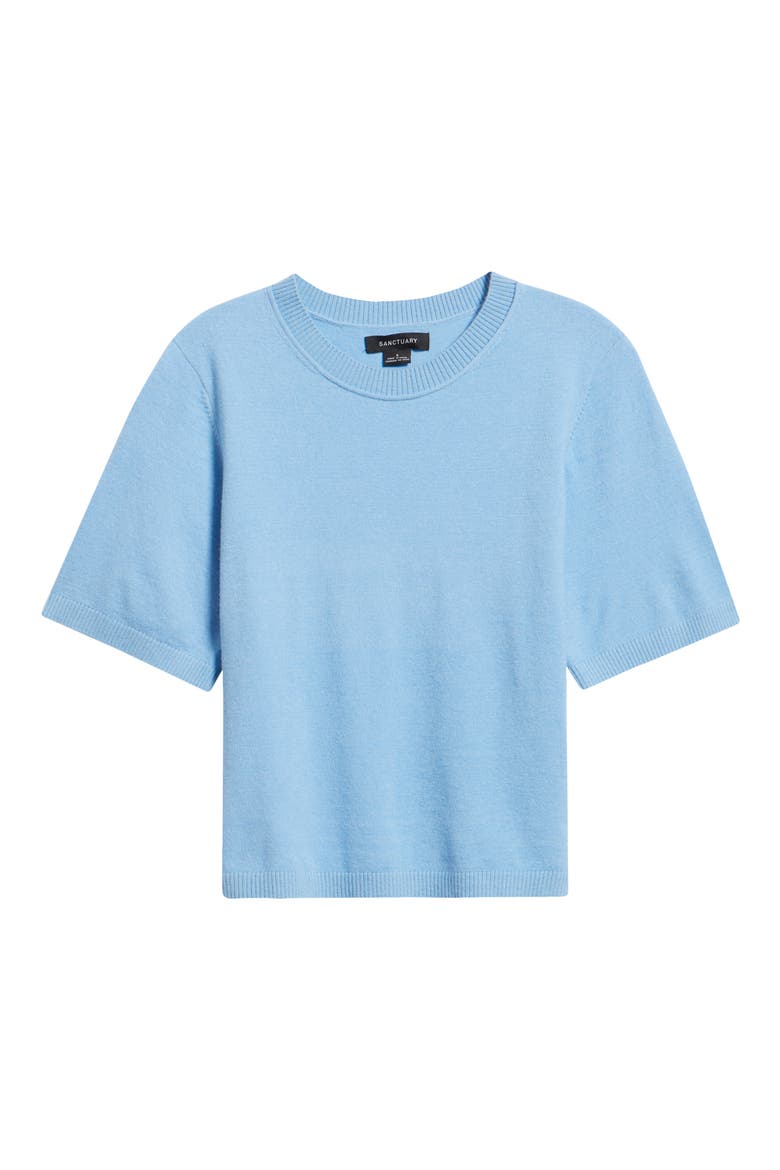Perfect Tipped Short Sleeve Sweater, Alternate, color, BLUE BIRD