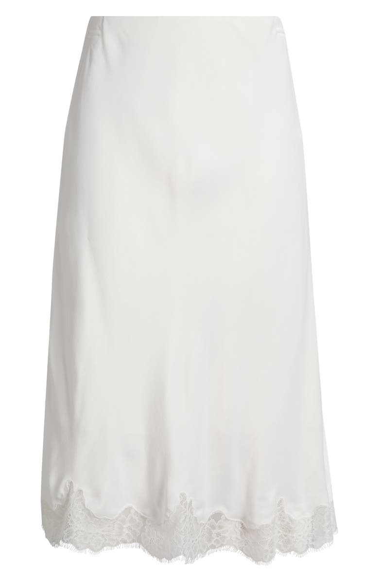 Nordstrom Lace Trim Bias Cut Midi Skirt, Alternate, color, Ivory Tofu